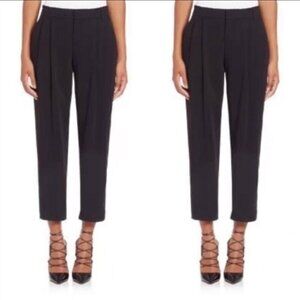 A.L.C. Benton Black Cropped Pleated Trouser Pants